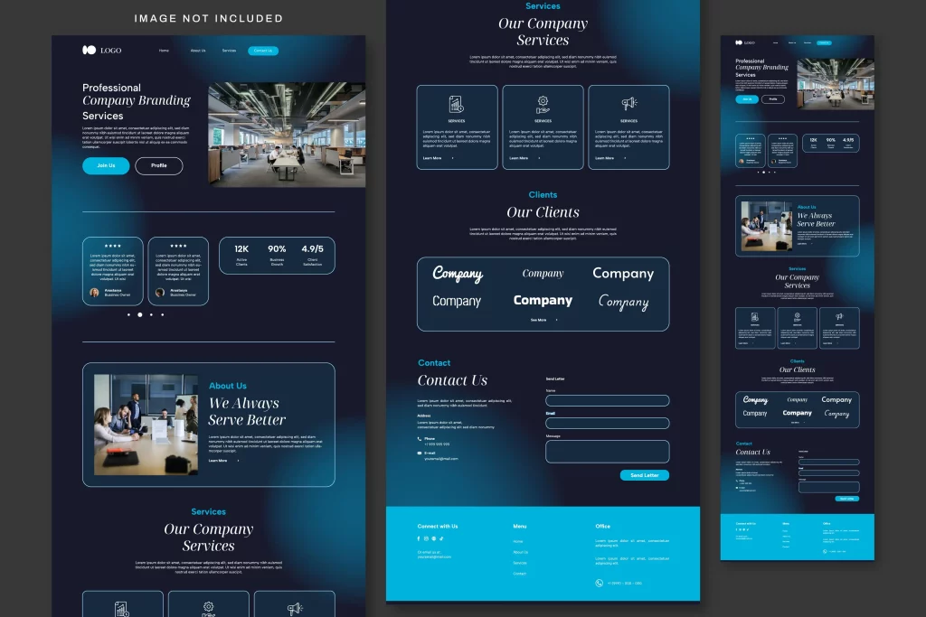 قالب لندینگ پیج شرکتی با طراحی مدرن و بخش معرفی خدمات – فایل EPS لایه باز