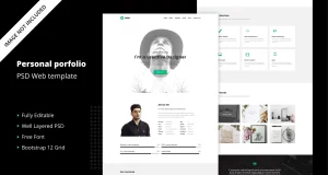 قالب رزومه و نمونه‌کار شخصی PSD با طراحی مینیمال و حرفه‌ای