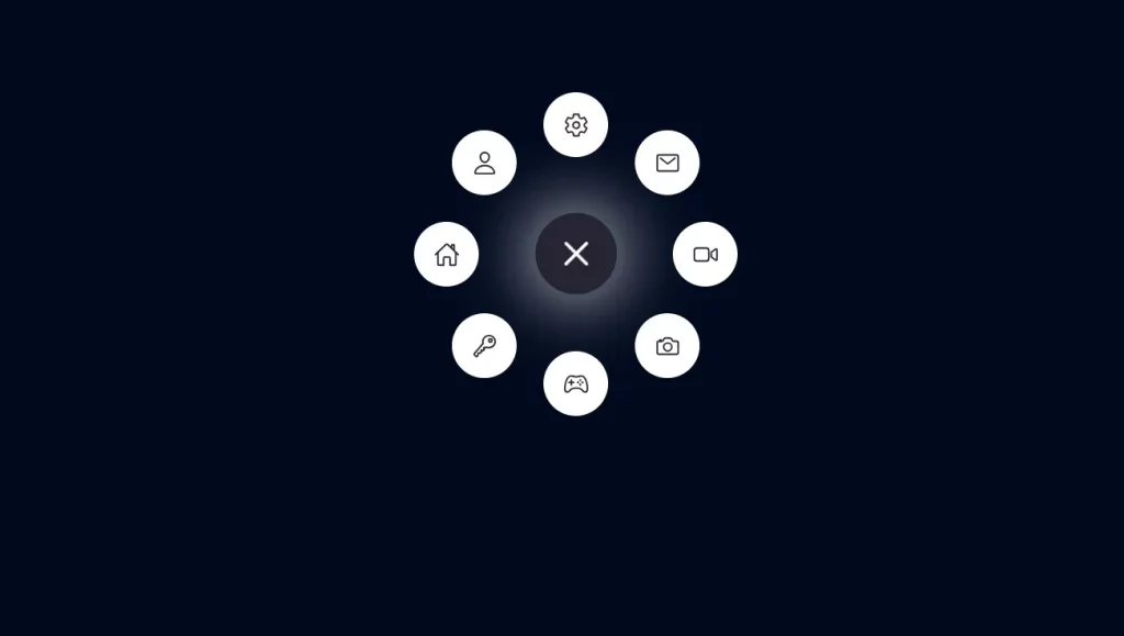 منوی دایره‌ای Magic Indicator Menu ساخته شده با HTML و CSS به همراه آیکن‌های تعاملی